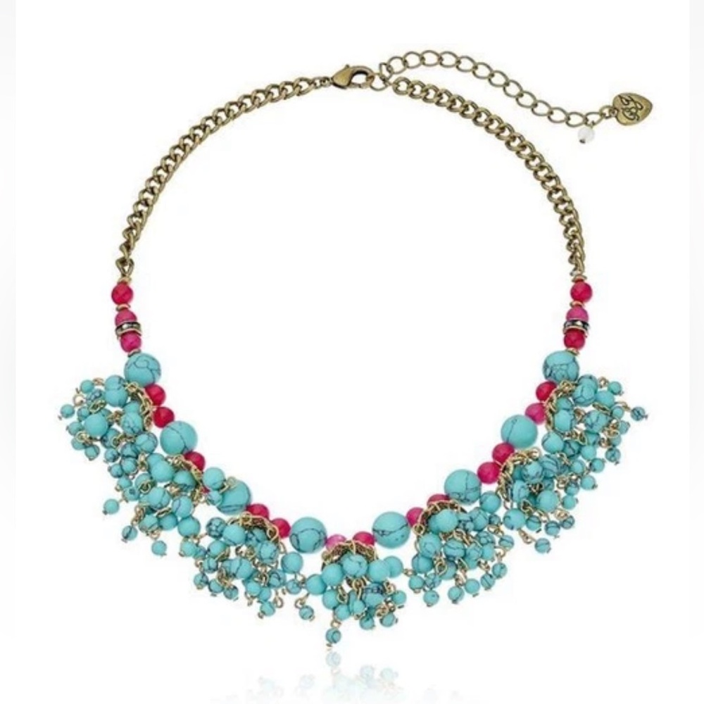 Betsey Johnson 'Bohemian Tassel' Necklace Turquoise & Crystal - NWT Beautiful!